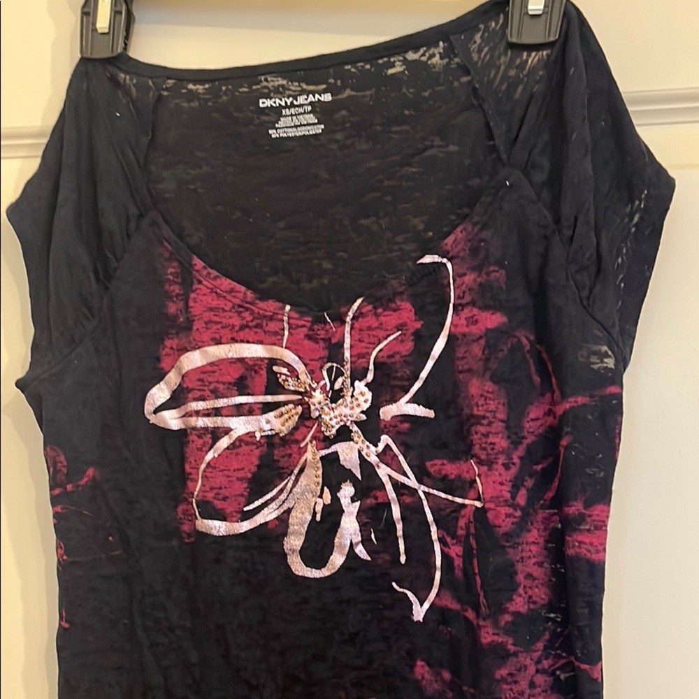 Abstract Black and Pink Top